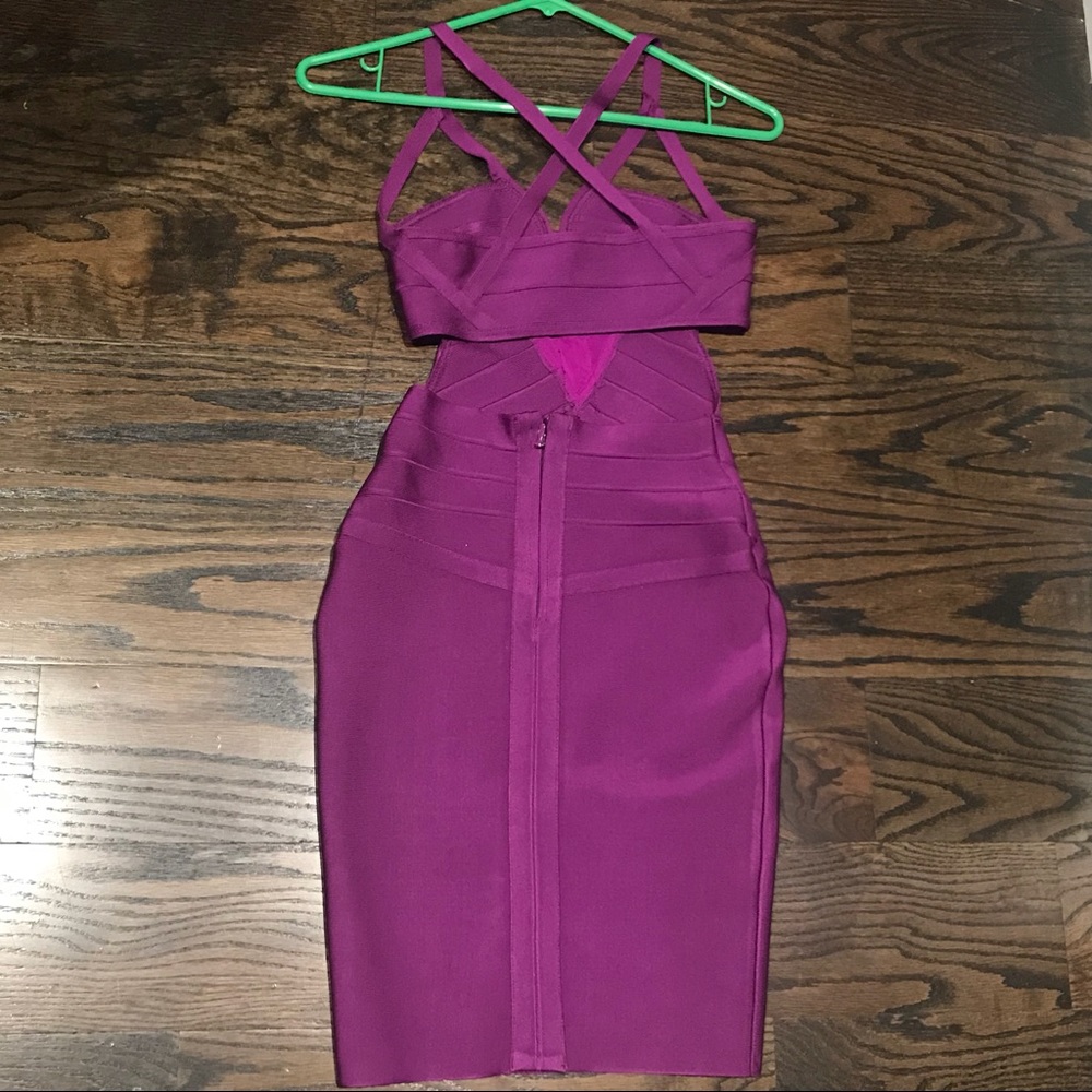 Purple deep v bandage dress - Picture 2 of 3